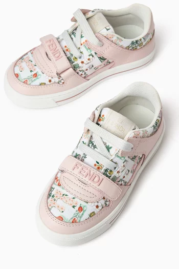 Floral Sneakers in Leather