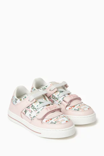 Floral Sneakers in Leather
