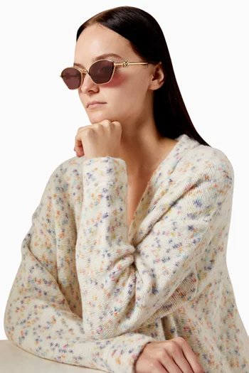 نظارة شمسية بتصميم سداسي وإطار معدن