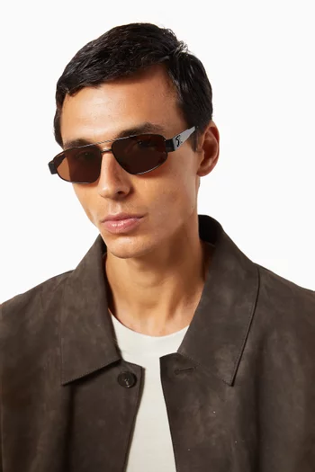 Triomphe Irregular Sunglasses in Metal