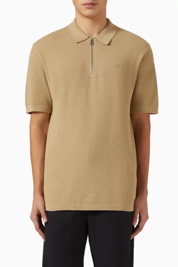Zip Polo Shirt in Cotton-blend