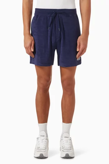 Embroidered Track Shorts in Cotton-blend Terry