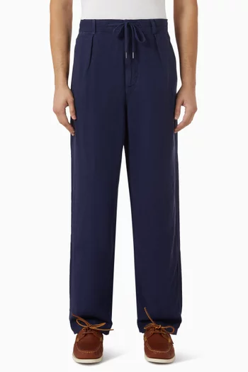 Pleated Drawstring Pants in Linen