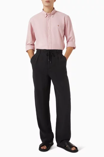 Pleated Drawstring Pants in Linen