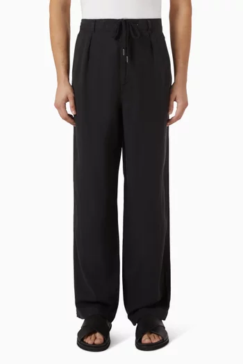 Pleated Drawstring Pants in Linen