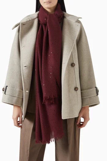 Sequin-embellished Scarf in Cashmere Blend