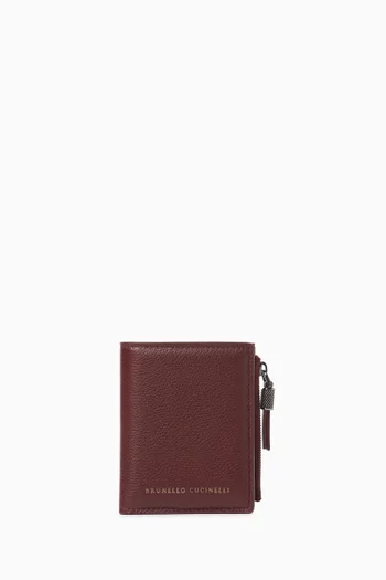 Small Zip Wallet in Grained Leather