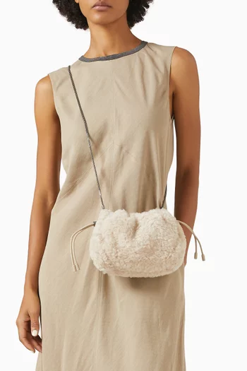 Mini Mellow Bucket Bag in Shearling