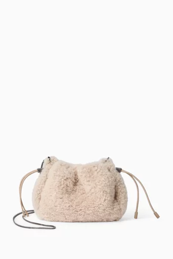 Mini Mellow Bucket Bag in Shearling