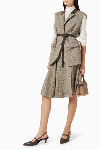 Flecked Belted Vest in Wool-blend