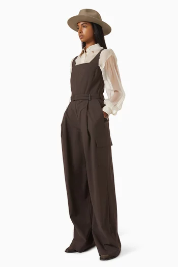 Belted Jumpsuit in Virgin Wool Blend