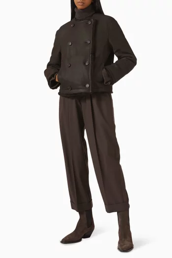 Reversible Pea Coat in Shearling