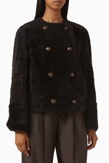 Reversible Pea Coat in Shearling