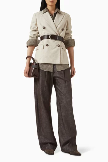 Check Belted Shirt in Virgin Wool