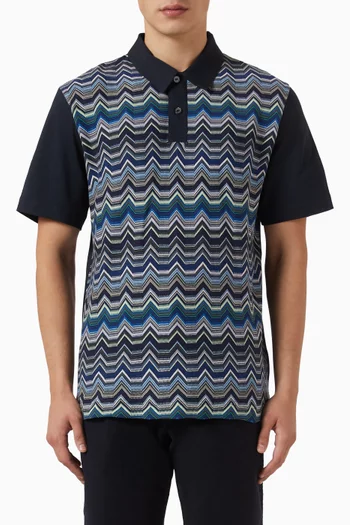 Chevron Polo Shirt in Cotton Knit