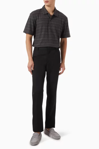 Raschel Chevron Polo Shirt in Cotton Knit