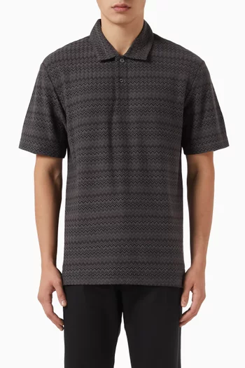 Raschel Chevron Polo Shirt in Cotton Knit
