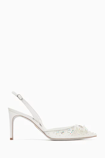 Aretha 80 Slingback Pumps in Lace & Leather