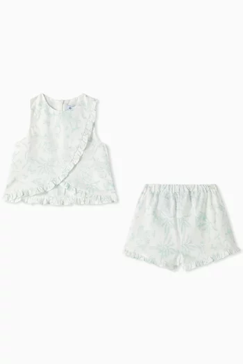Ruffle Top & Shorts Set in Cotton