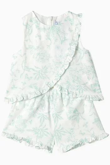 Ruffle Top & Shorts Set in Cotton