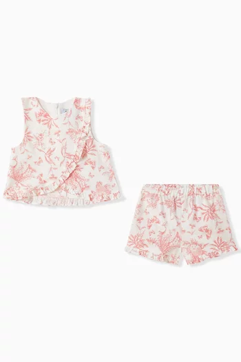 Ruffle Top & Shorts Set in Cotton