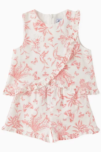 Ruffle Top & Shorts Set in Cotton