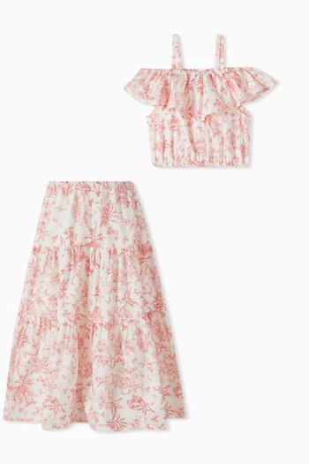 Floral Top & Skirt in Cotton