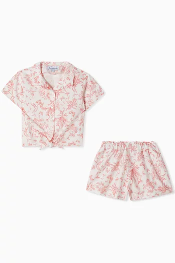 Collar Shirt & Shorts Set in Cotton
