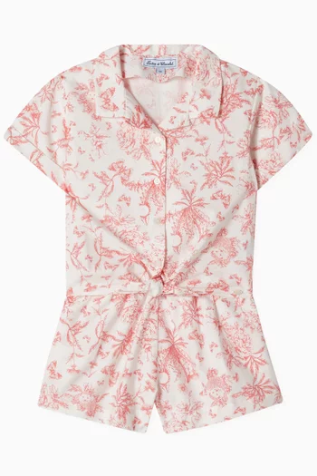 Collar Shirt & Shorts Set in Cotton
