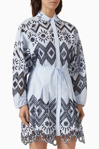 Atarra Drawstring Mini Dress in Cotton