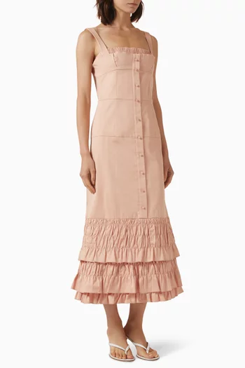 Atalya Ruffle Dress in Cotton Poplin