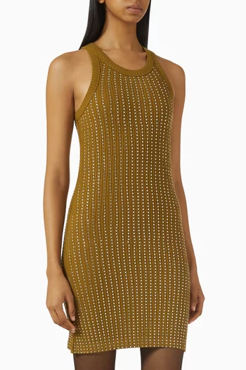 Rhinestone-embellished Mini Dress in Cotton