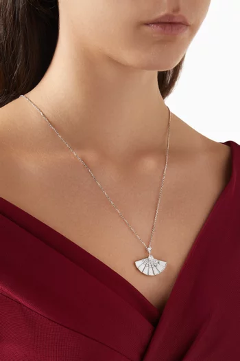 Fanfare Symphony Diamond & Mother of Pearl Necklace in 18kt White Gold