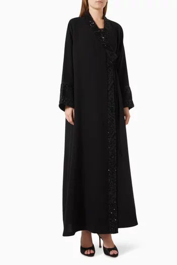 Chinese Collar Abaya in Polycrepe