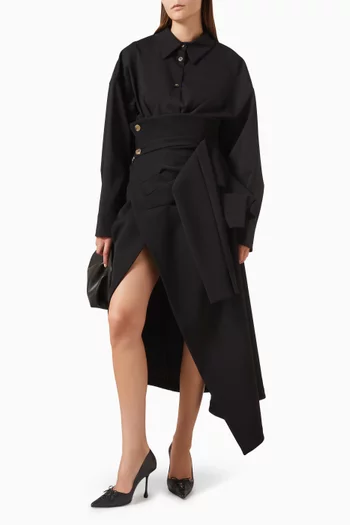 Asymmetric Midi Shirt Skirt