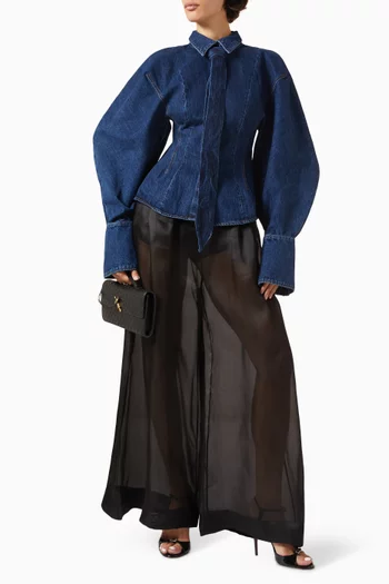 Puff-sleeve Shirt in Denim