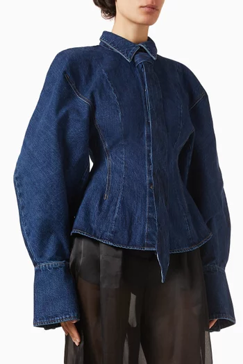 Puff-sleeve Shirt in Denim
