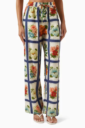 بنطال هالي مزين بنقشة كتان