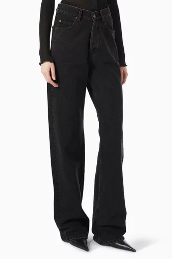 بنطال جينز بقصة فضفاضة وخصر على شكل حرف V‏ فرنش دينم