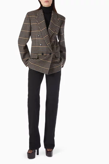 Checked Double-breasted Jacket in Wool