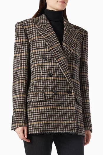 Checked Double-breasted Jacket in Wool