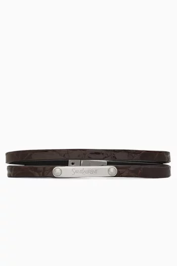 Double-wrap Bracelet in Crocodile Leather