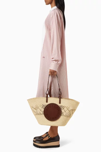 Large Logo Tote Bag in Raffia
