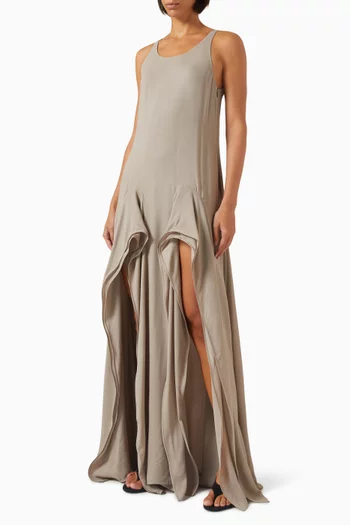 Peek Ruffled Maxi Dress in Georgette