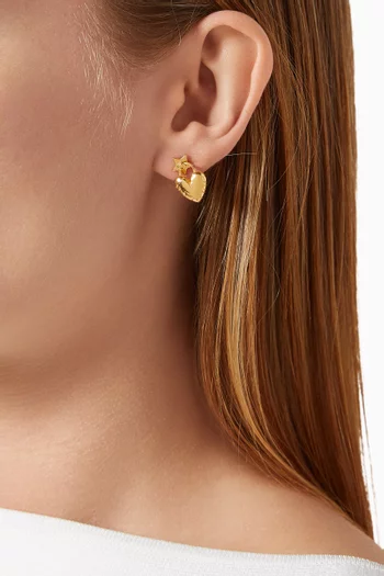 Heart Stud Earrings in 24kt Gold-plated Silver