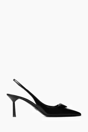 Logo Slingback Pumps in Brushed Leather