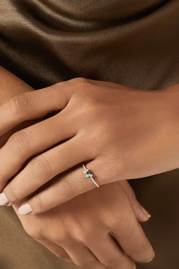 Leah Emerald & Diamond Ring in 18kt Gold
