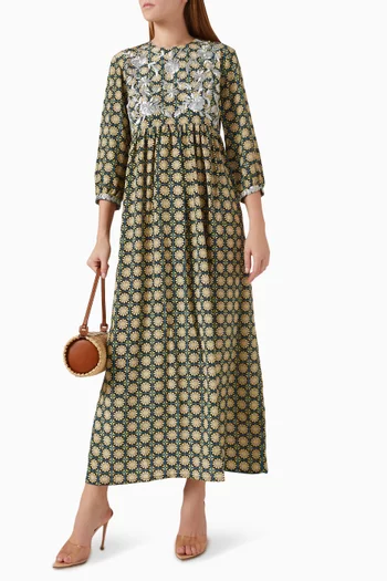Touba Maxi Dress in Silk Crepe De Chine