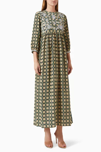 Touba Maxi Dress in Silk Crepe De Chine