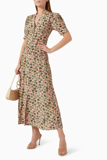 Roxana Maxi Dress in Silk Crepe De Chine